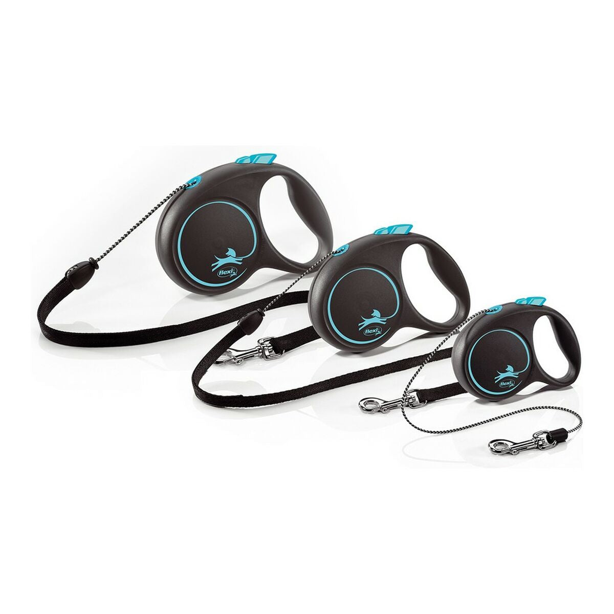 Flexi Dog Lead BLACK DESIGN Blue XS