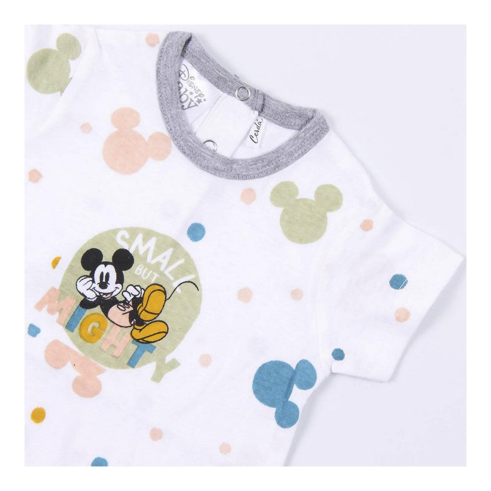 Baby's Short-sleeved Romper Suit Mickey Mouse White