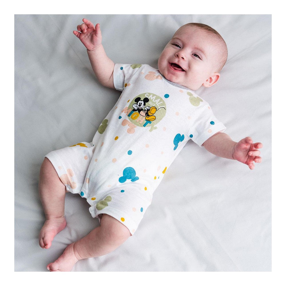 Baby's Short-sleeved Romper Suit Mickey Mouse White