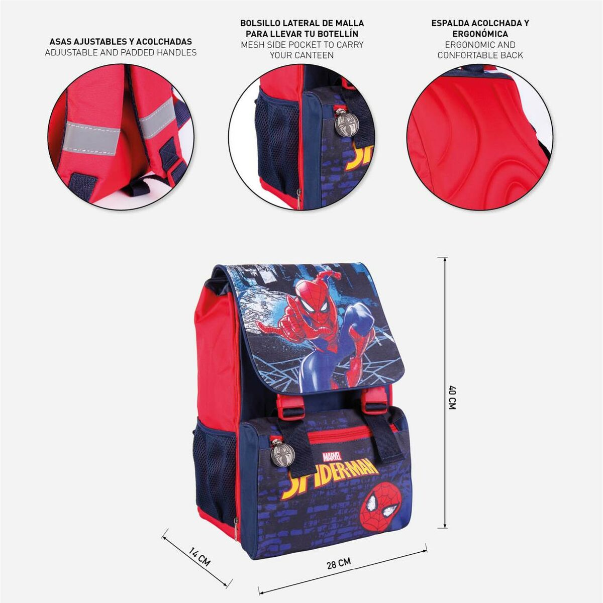 School Bag Spider-Man Red 28 x 40 x 14 cm