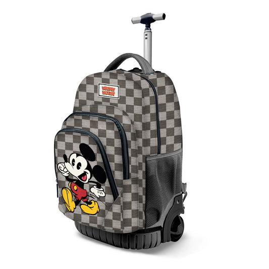 MICKEY MOUSE GTS ROLLING SCHOOL BAG/MINI SUITCASE - BROWN - 32cm X 47cm X 25cm