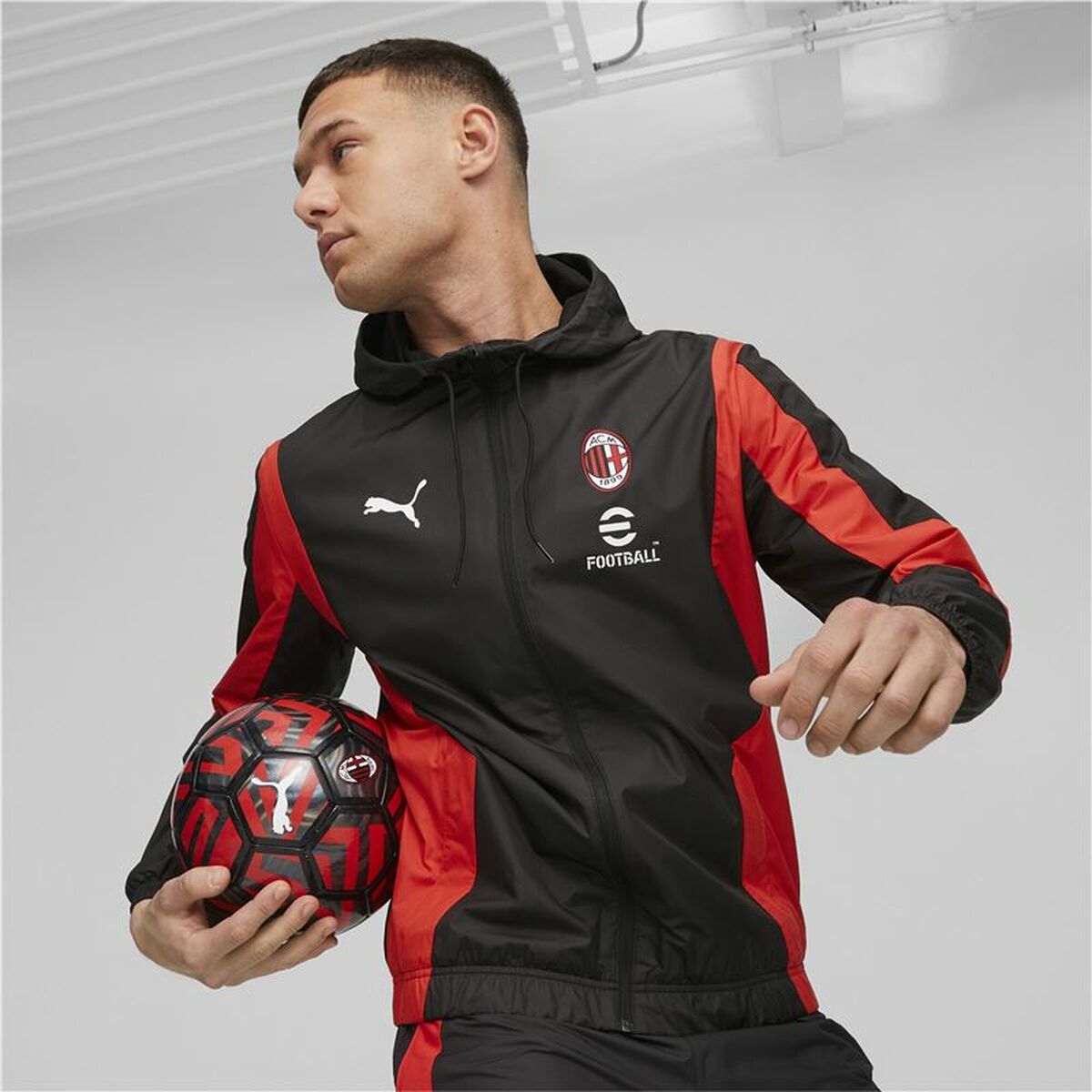 Men's Sports Jacket Puma Ac Milan Prematch Black Red