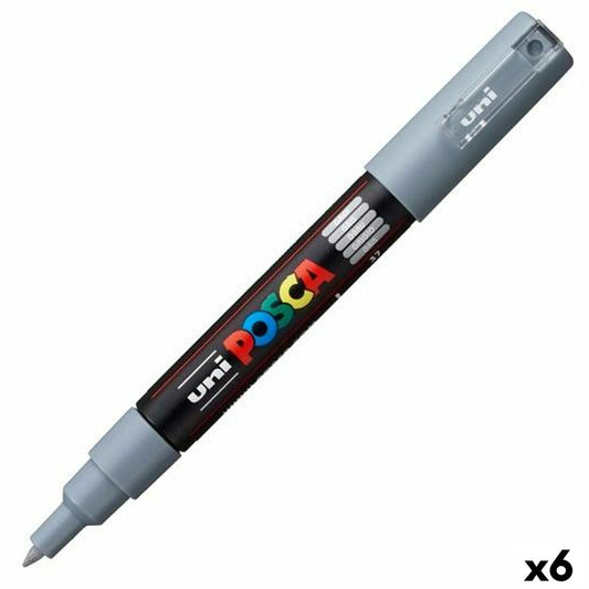 Felt-tip pens POSCA PC-1M Grey (6 Units)