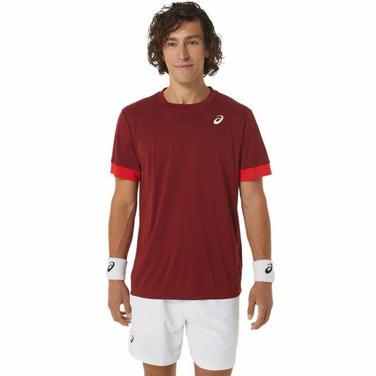 Herren Kurzarm-T-Shirt Asics Court Dunkelrot Tennis