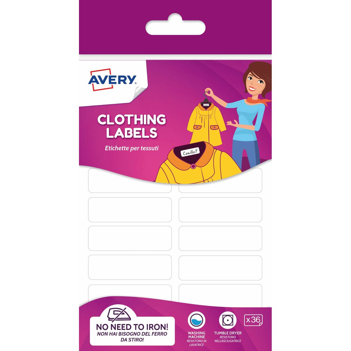 Adhesive labels Avery White 45 x 13 mm Textile (2 Units)