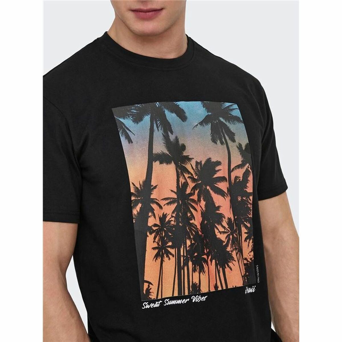 Men’s Short Sleeve T-Shirt Only & Sons Onskolton Reg Beach Black