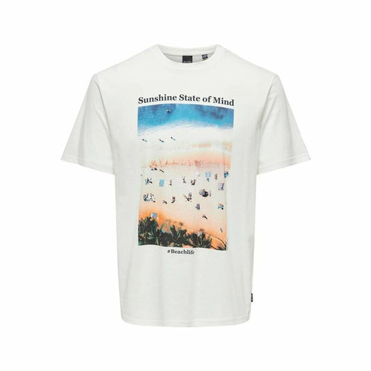 Herren Kurzarm-T-Shirt Only & Sons Onskolton Reg Beach Weiß