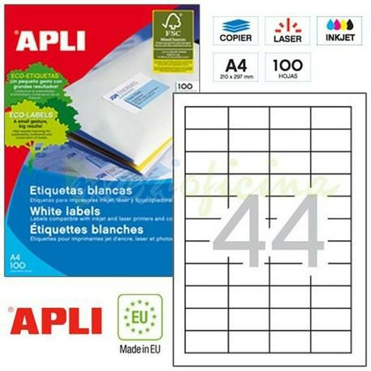 Adhesive labels Apli 1285 100 Sheets 48,5 x 25,4 mm White