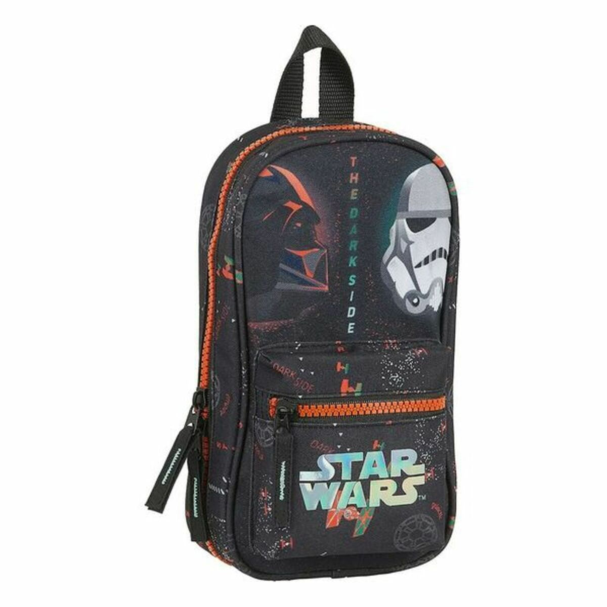 Backpack Pencil Case Star Wars The Dark Side Black Orange (33 Pieces)