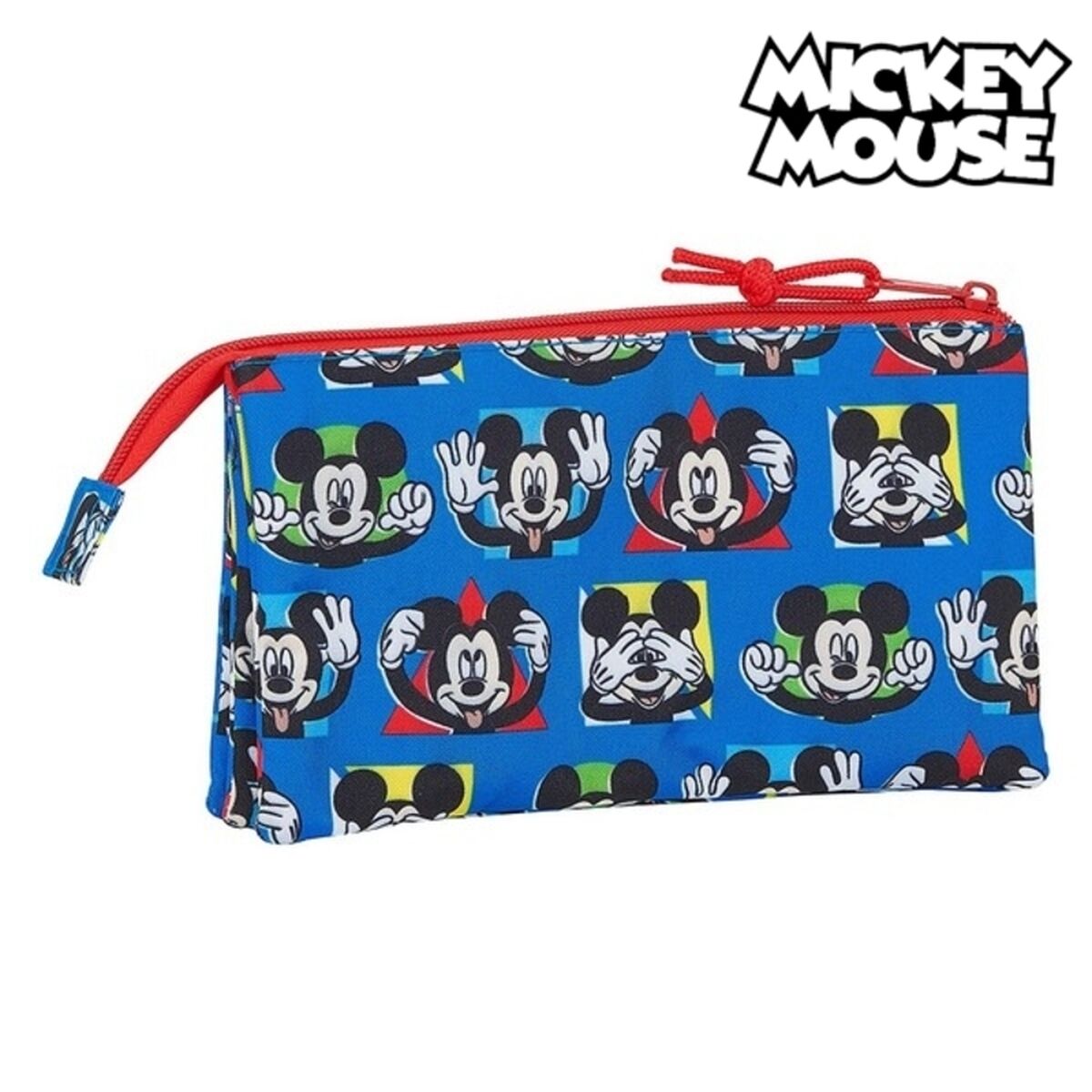 Dreifaches Mehrzweck-Etui Mickey Mouse Me time Rot Blau 22 x 12 x 3 cm
