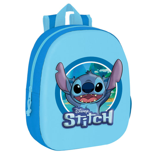 3D School Bag Stitch Blue 27 x 33 x 10 cm