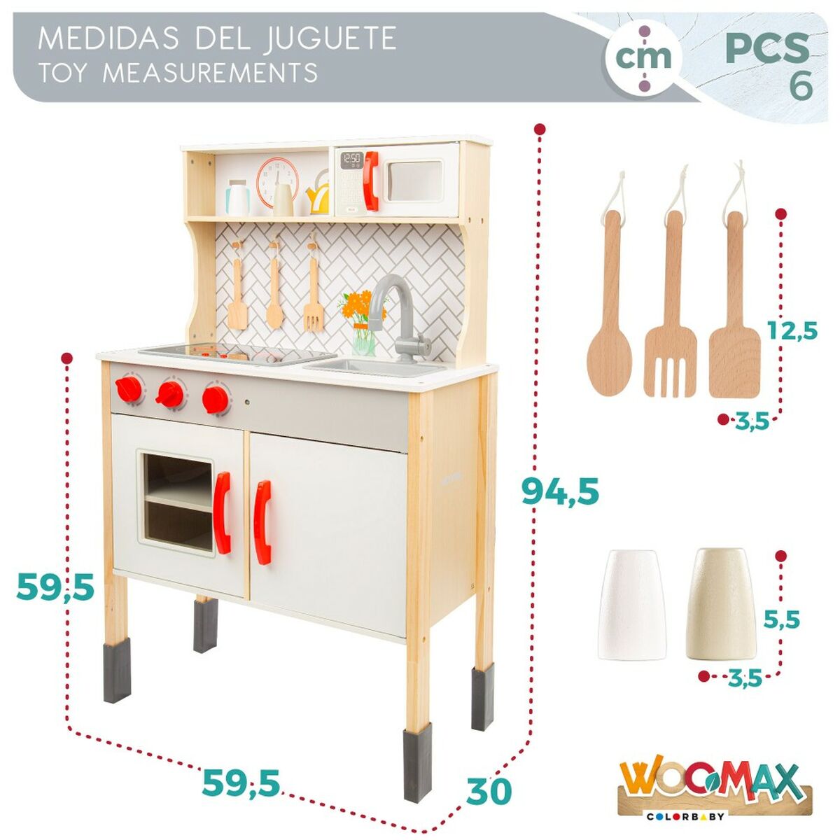 Spielküche Woomax 59,5 x 94,5 x 30 cm
