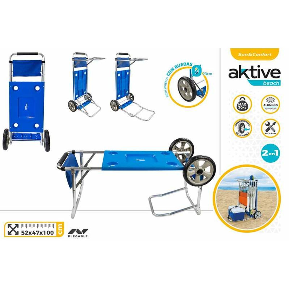 Multi-purpose Cart Aktive Extendable bar 30 Kg Blue
