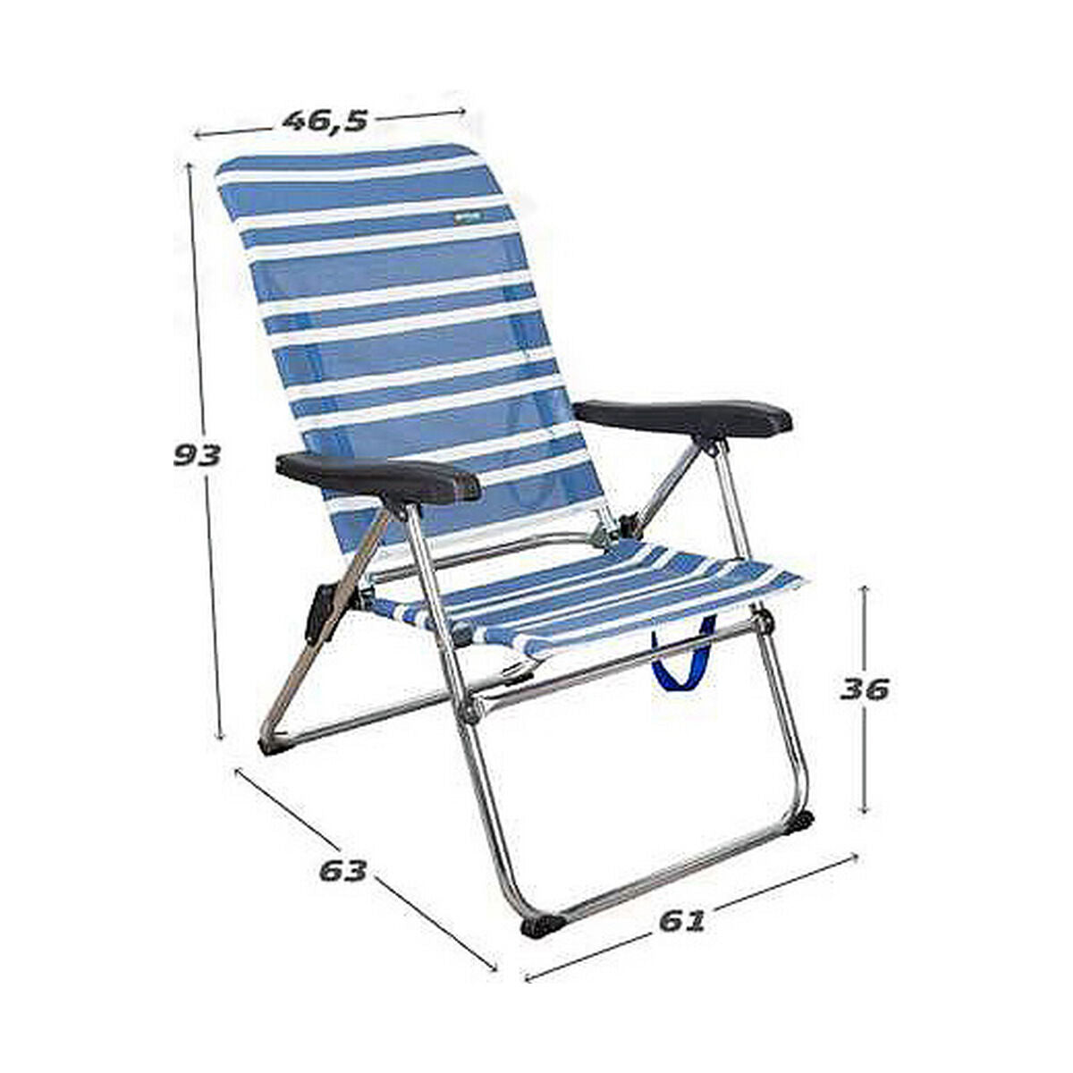 Chaise de Plage Color Baby 61 x 63 x  93 cm Blanc Blue marine