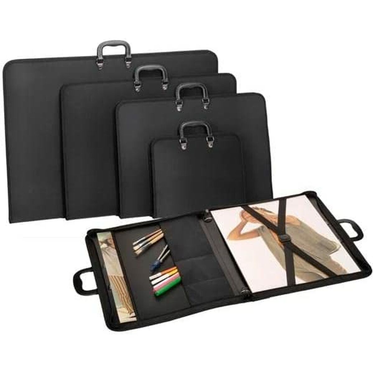 Zippered document holder Carchivo Embossed Black A3 polypropylene