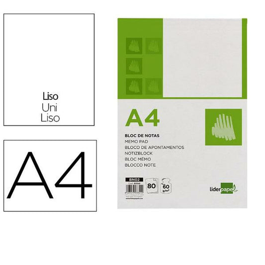 Notepad Liderpapel BN02 White A4 80 Sheets