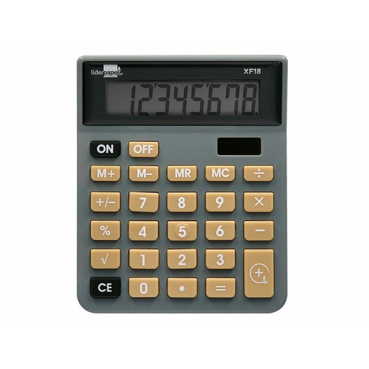 Calculator Liderpapel XF18 Grey Plastic