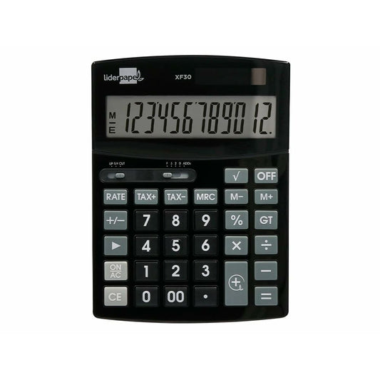 Calculator Liderpapel XF30 Black Plastic