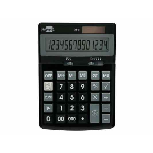 Calculator Liderpapel XF31 Black Plastic