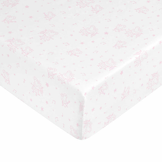 Fitted bottom sheet Peppa Pig White Pink 105 x 200 cm
