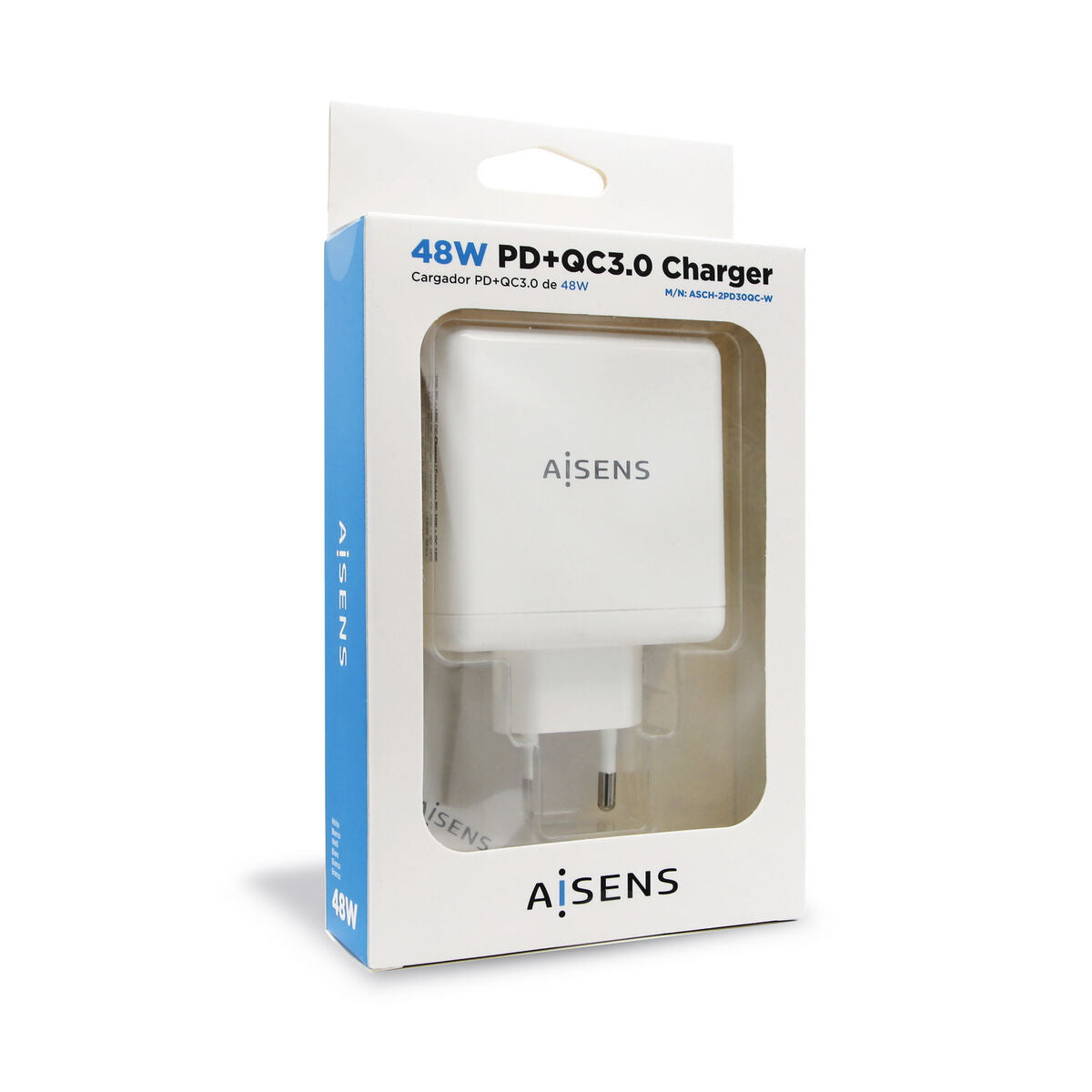 Chargeur Voiture Mur Aisens ASCH-2PD30QC-W Blanc 48 W USB-C (1 Unité)