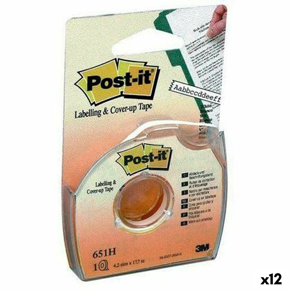 Ruban adhésif Post-it 651H Blanc 4,2 mm x 17,7 m (12 Unités)