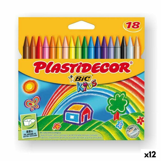 Coloured crayons Plastidecor Multicolour (12 Units)