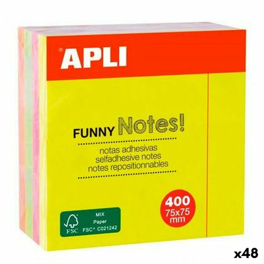 Notes Adhésives Apli Funny Multicouleur 75 x 75 mm (48 Unités)