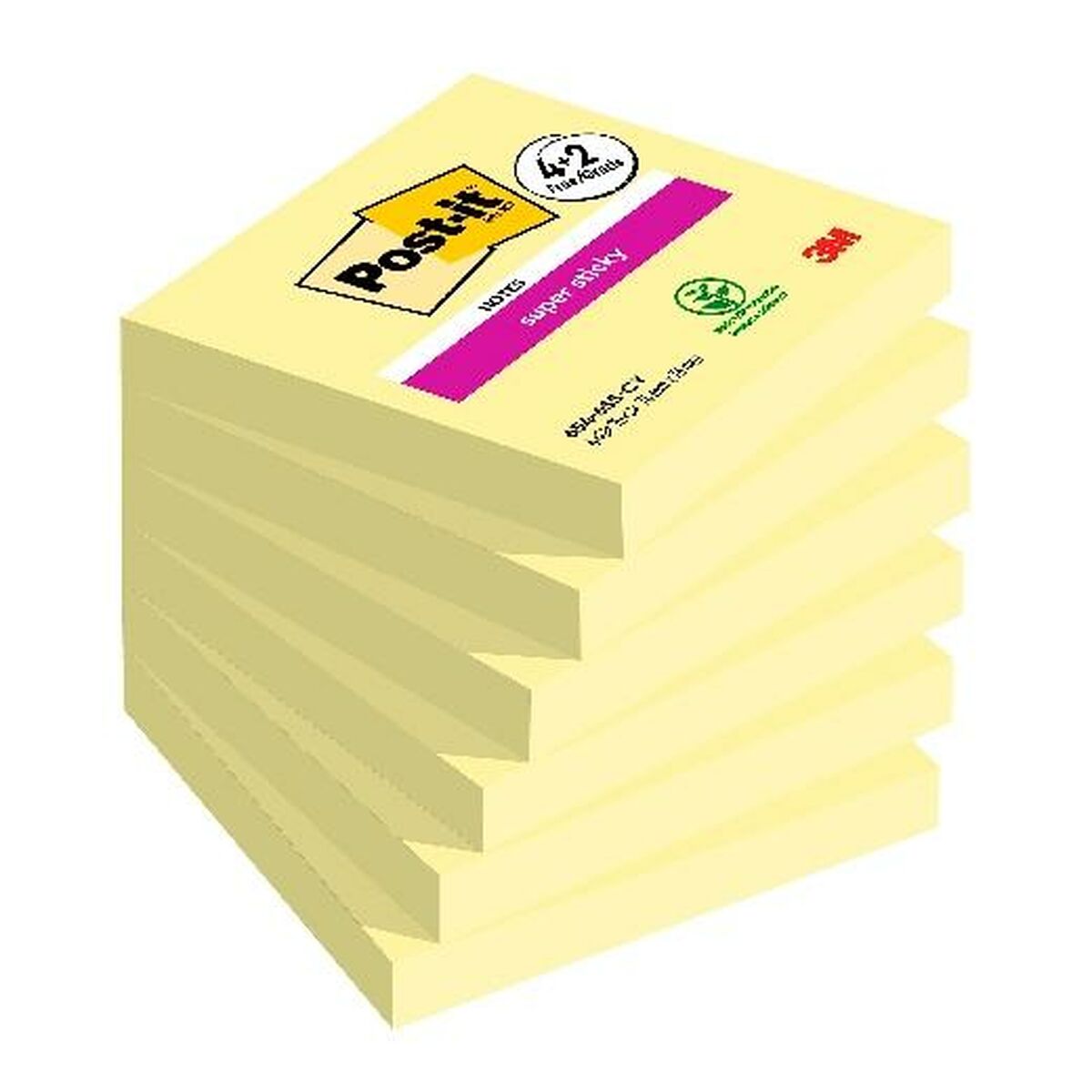 Sticky Notes Post-it Super Sticky Yellow 76 x 76 mm 6 Pieces (24 Units)