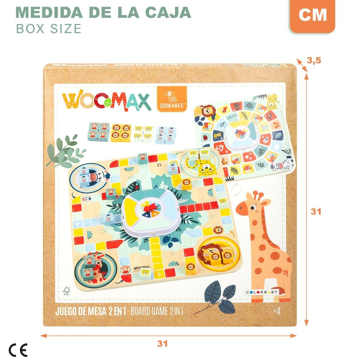 Parchís-Oca Spielbrett Woomax Zookabee 30 x 3 x 30 cm Für Kinder tiere (6 Stück)