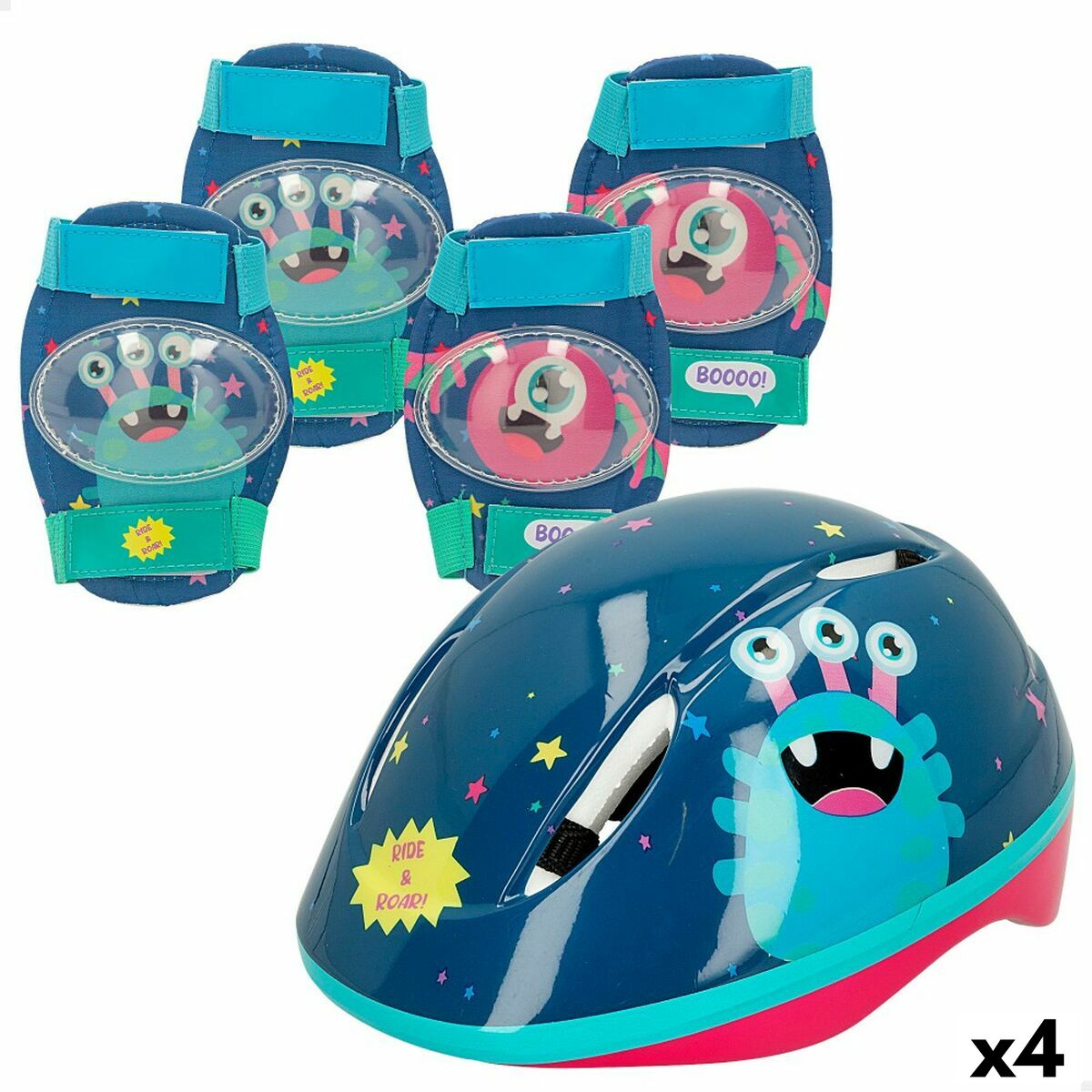 Set of helmets and knee pads Colorbaby Monster (4 Units)-0