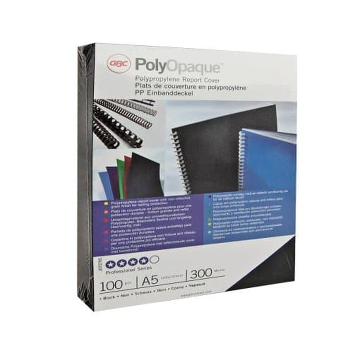 Couvertures de reliure GBC PolyClearView 100 Unités Noir A4 polypropylène