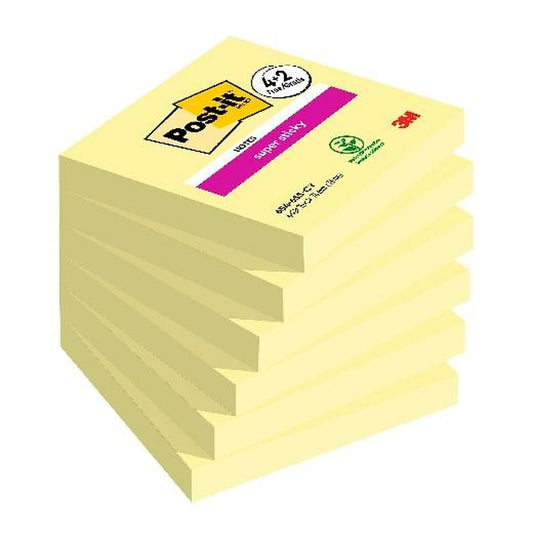Sticky Notes Post-it Super Sticky 90 Sheets 76 x 76 mm Yellow 6 Pieces
