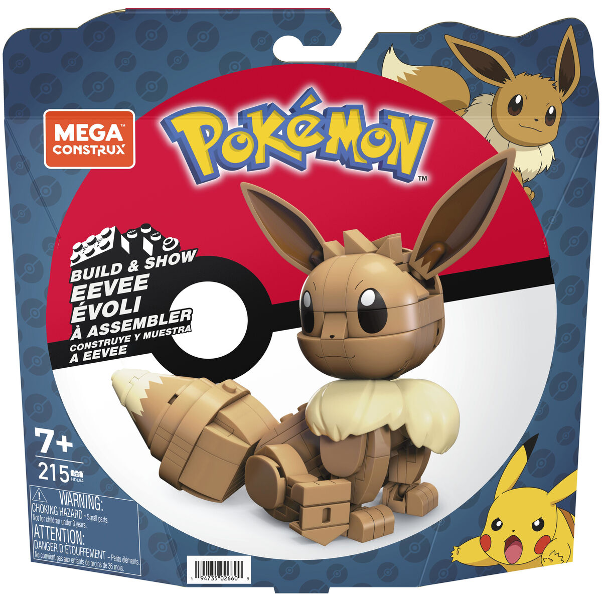 Jointed Figure Mega Construx  Eevee Medium + 7 Years 215 Pieces