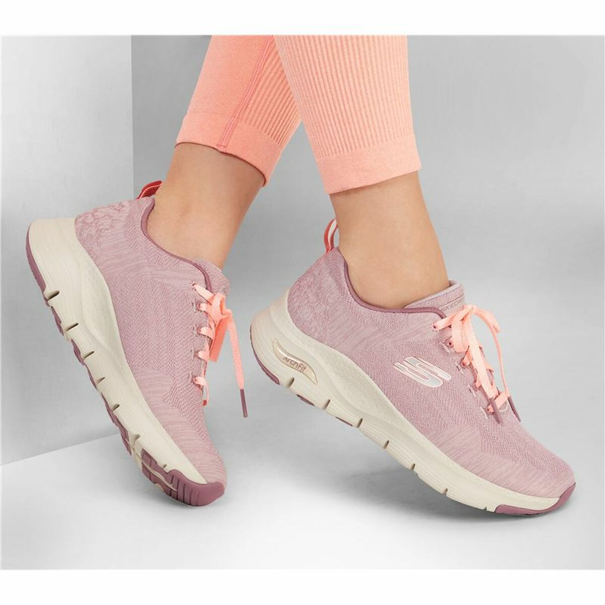 Sports Trainers for Women Skechers Arch Fit Comfy Wave Light Pink