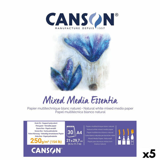Drawing Pad Canson Mixed Media Essentia White White Natural A4 30 Sheets (5 Units)
