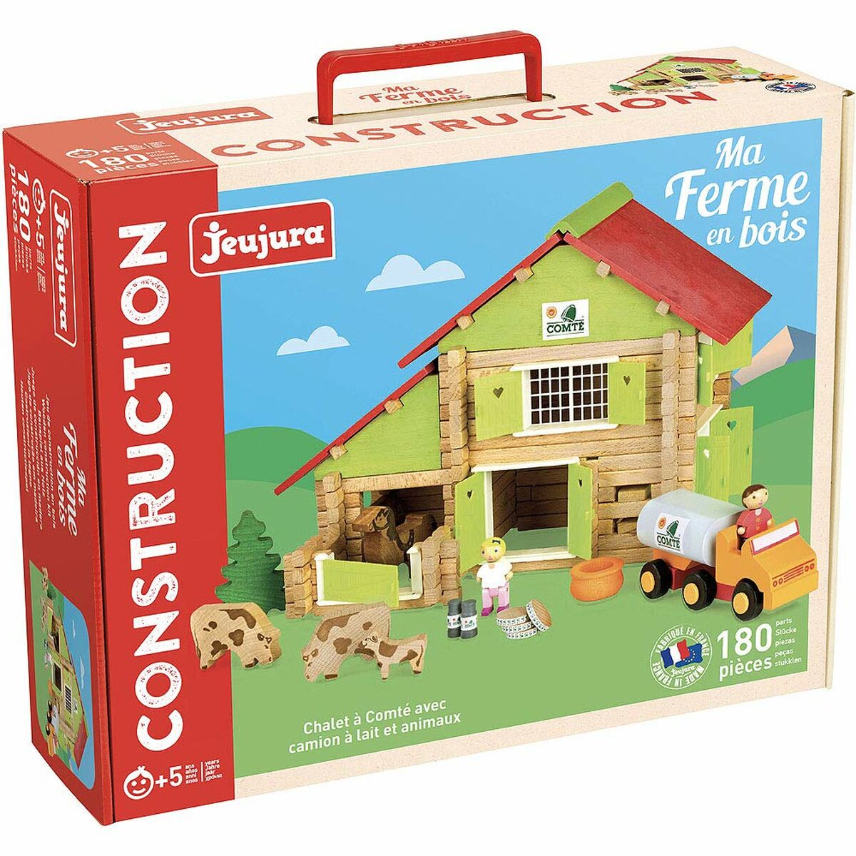 Playset Jeujura My Wooden Farm 30 x 30 x 30 cm (180 Pieces)