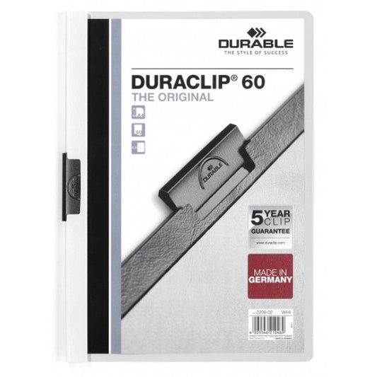 Document Holder Durable Duraclip 60 White Transparent A4 25 Pieces