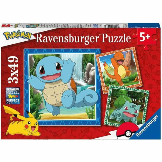 Set mit 3 Puzzeln Pokémon Ravensburger 05586 Bulbasaur, Charmander & Squirtle 147 Stücke