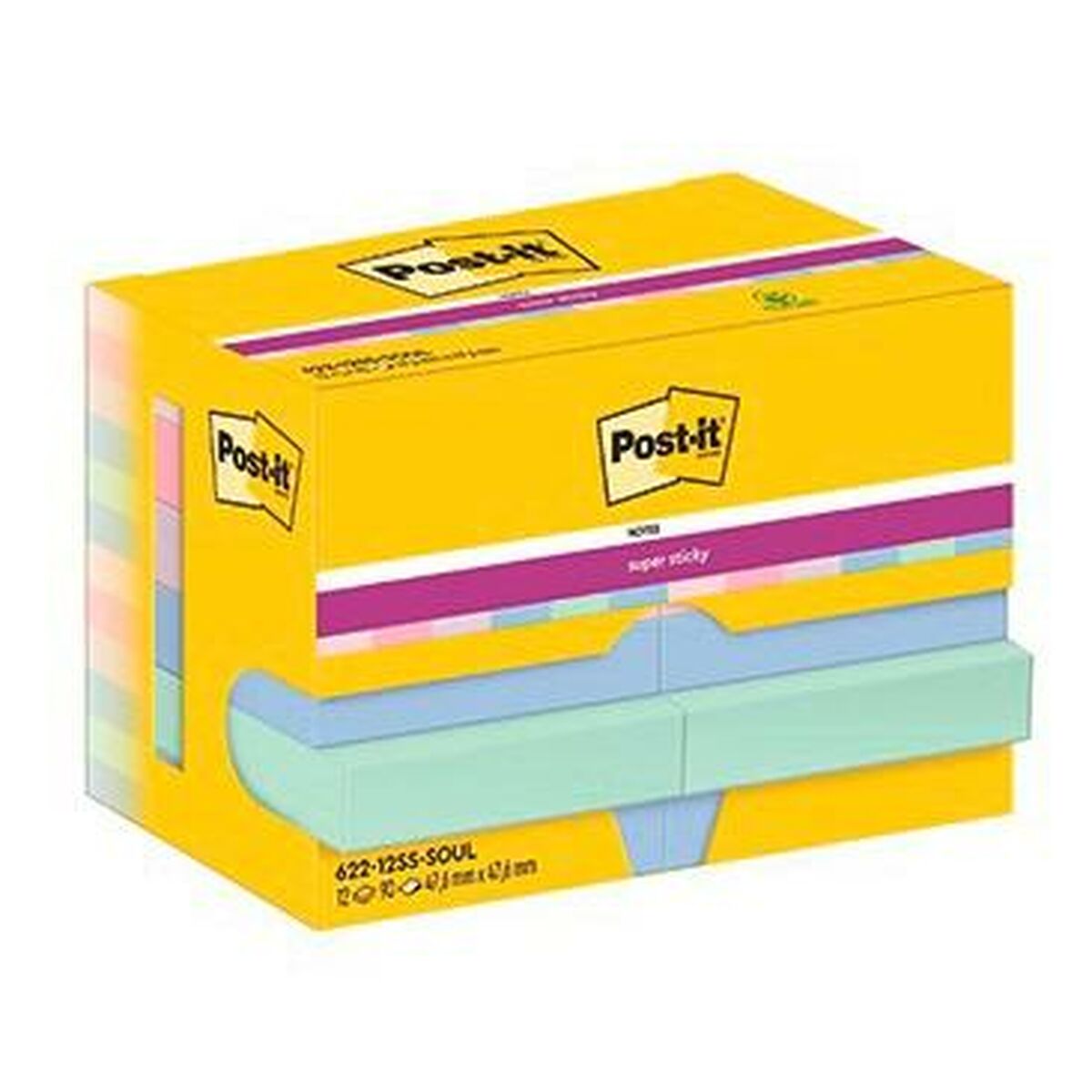 Sticky Notes Post-it Super Sticky Multicolour 12 Pieces 47,6 x 47,6 mm (2 Units)