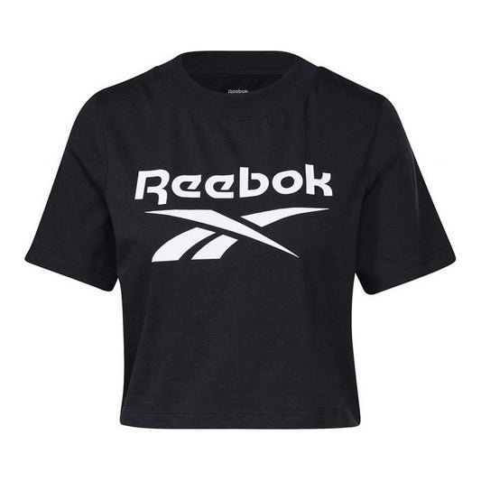 Damen Kurzarm-T-Shirt Reebok Cropped Identity Schwarz