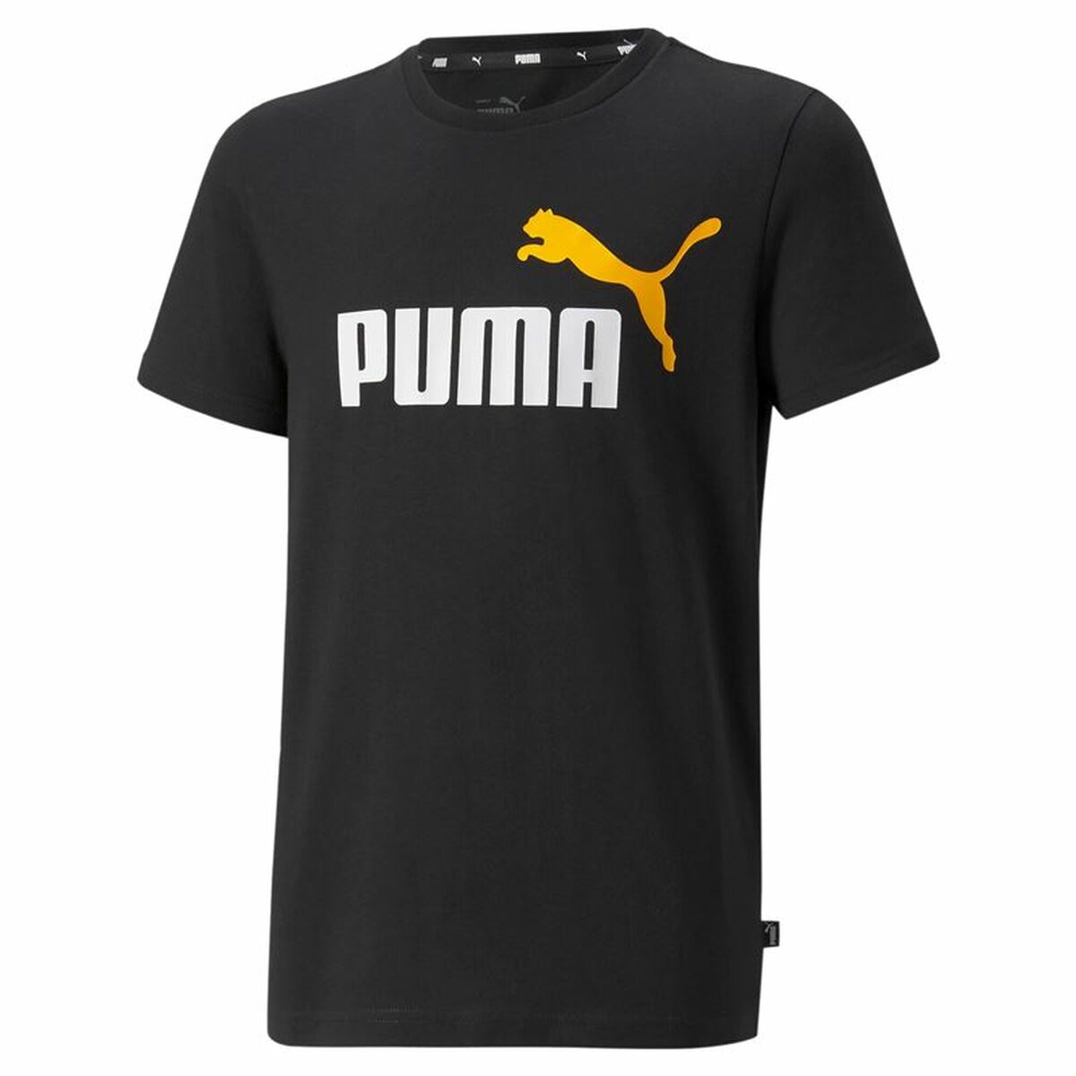 Child's Short Sleeve T-Shirt Puma Essentials+ Two-Tone Logo Black