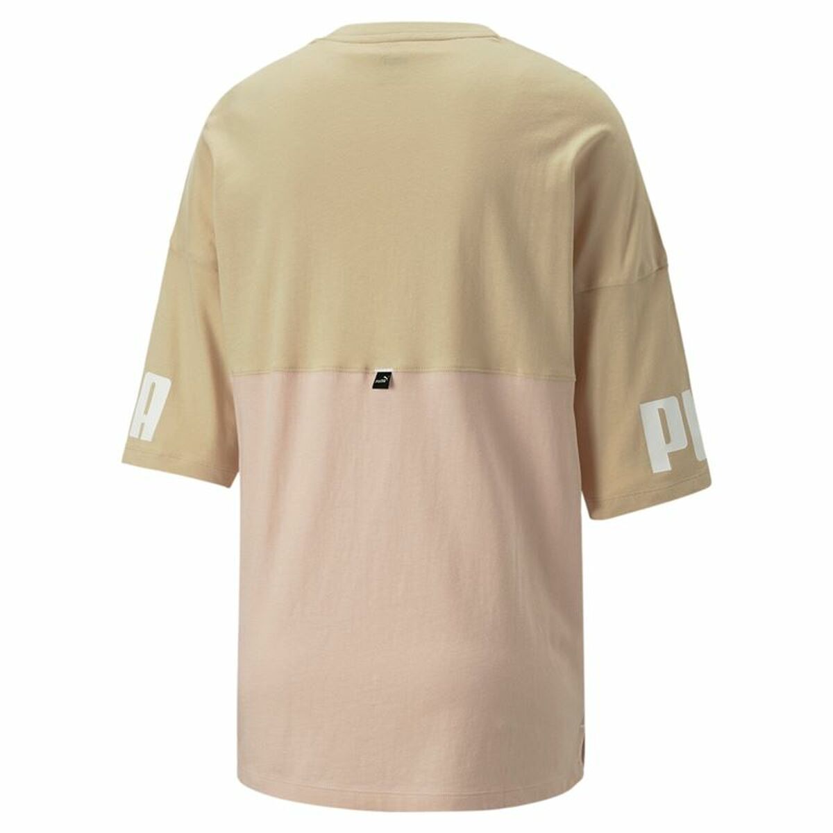 Women’s Short Sleeve T-Shirt Puma Colorblock Beige