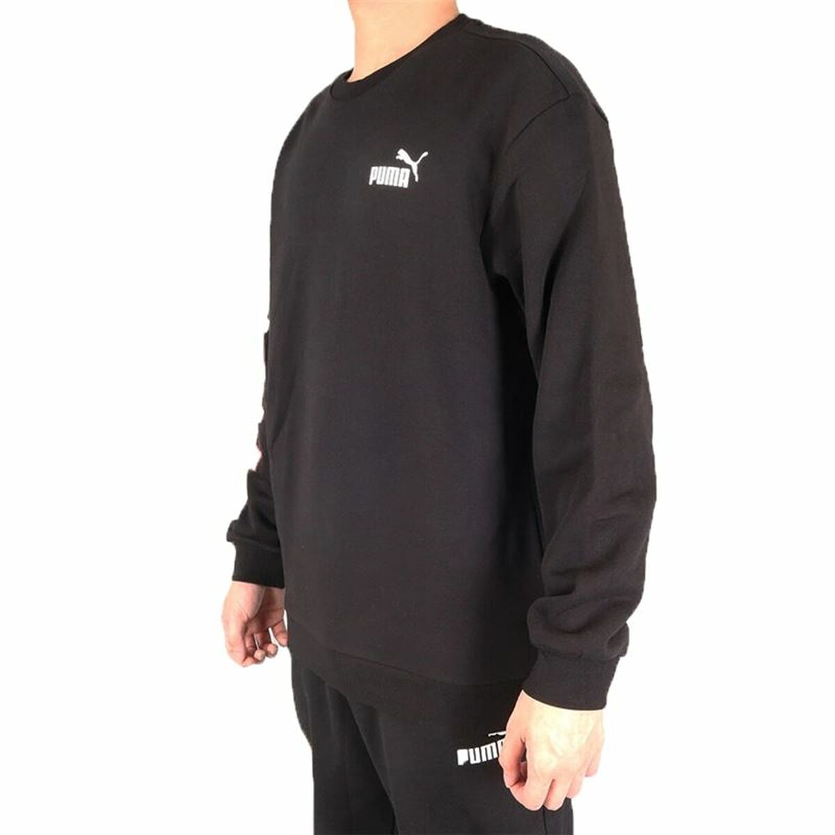 Men’s Sweatshirt without Hood Puma Repeat Graphic  Black