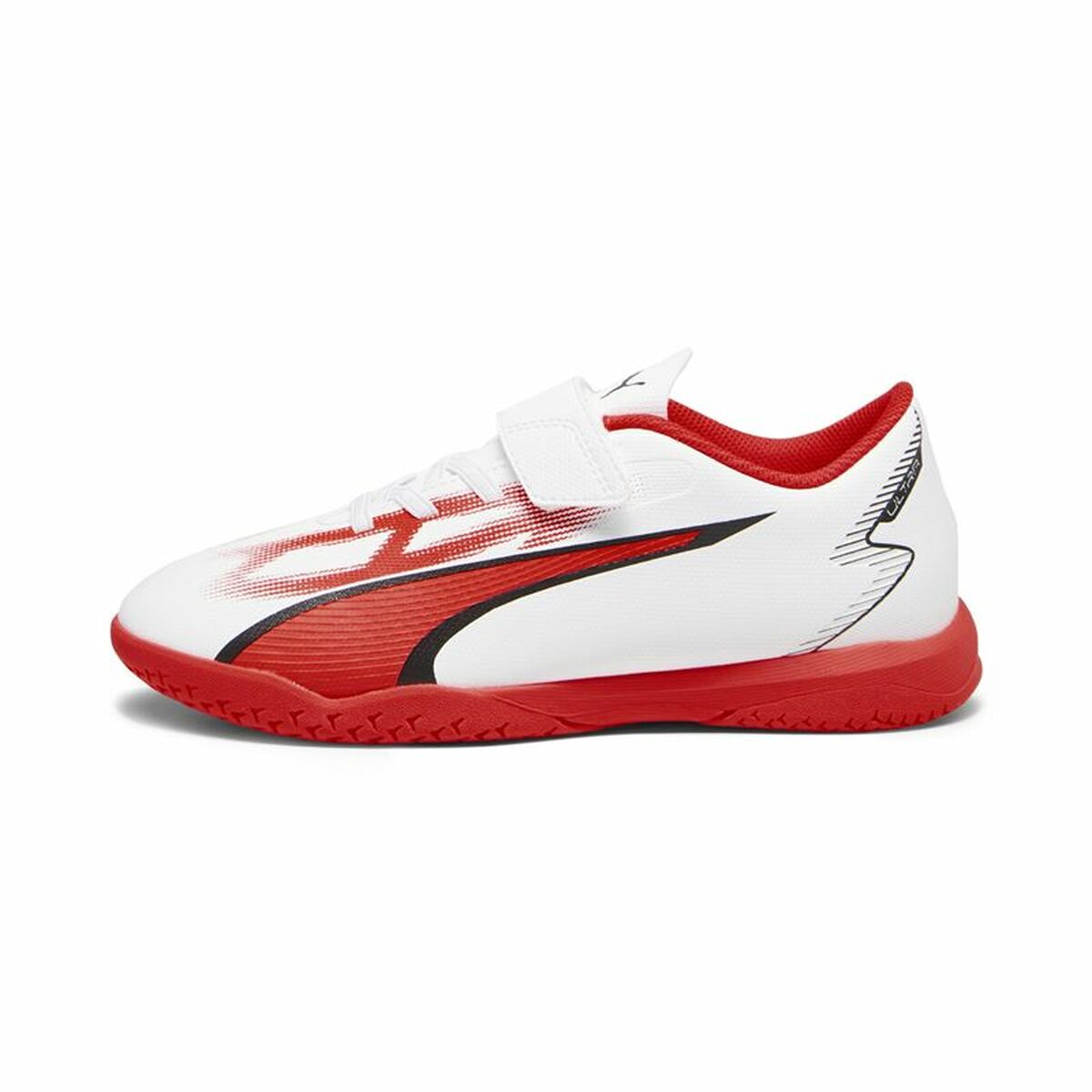 Chaussures de Futsal pour Enfants Puma Ultra Play It V Rouge Blanc Unisexe