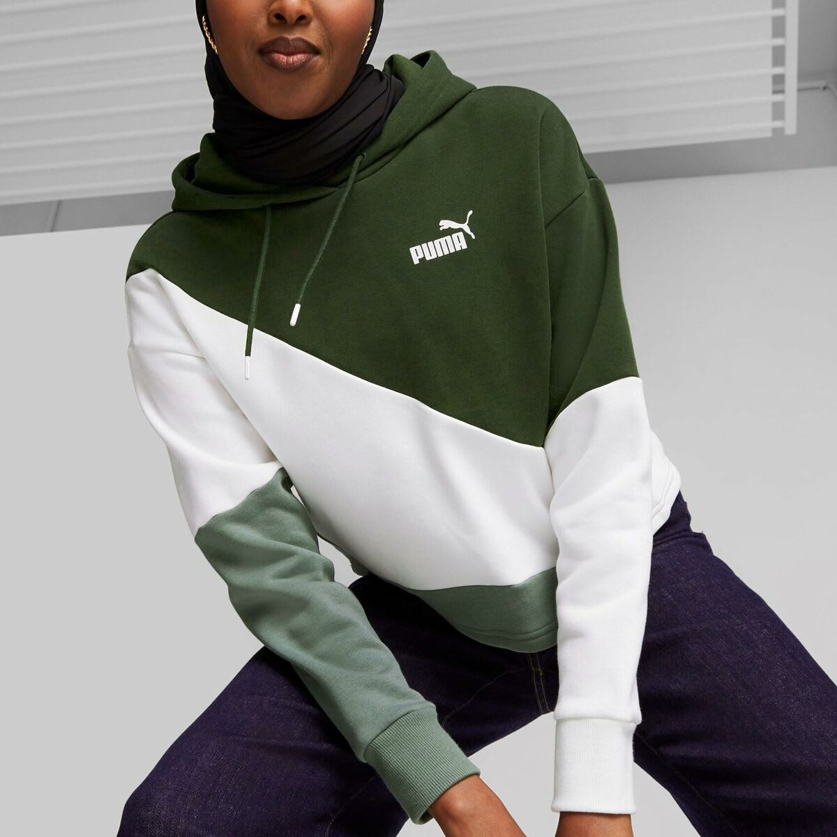 Sweat à capuche femme Puma Powert  Blanc/Vert