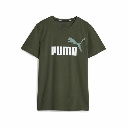Child's Short Sleeve T-Shirt Puma Ess+ 2 Col Logo Dark green