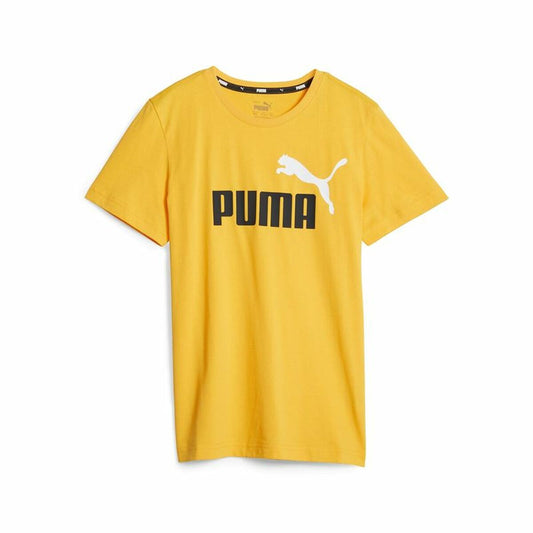 Child's Short Sleeve T-Shirt Puma Ess+ 2 Col Logo Yellow