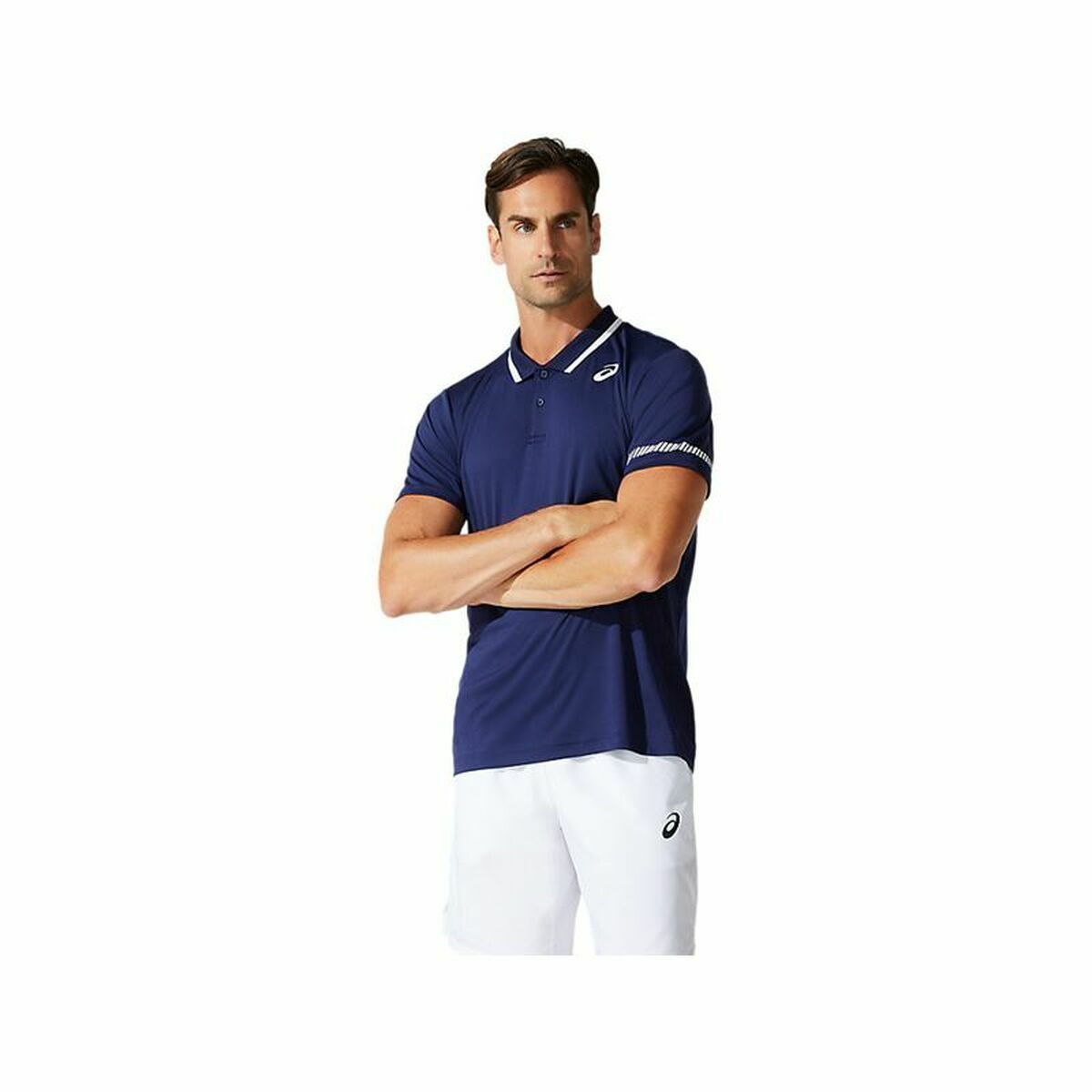 Herren Kurzarm-Poloshirt Asics Court Dunkelblau