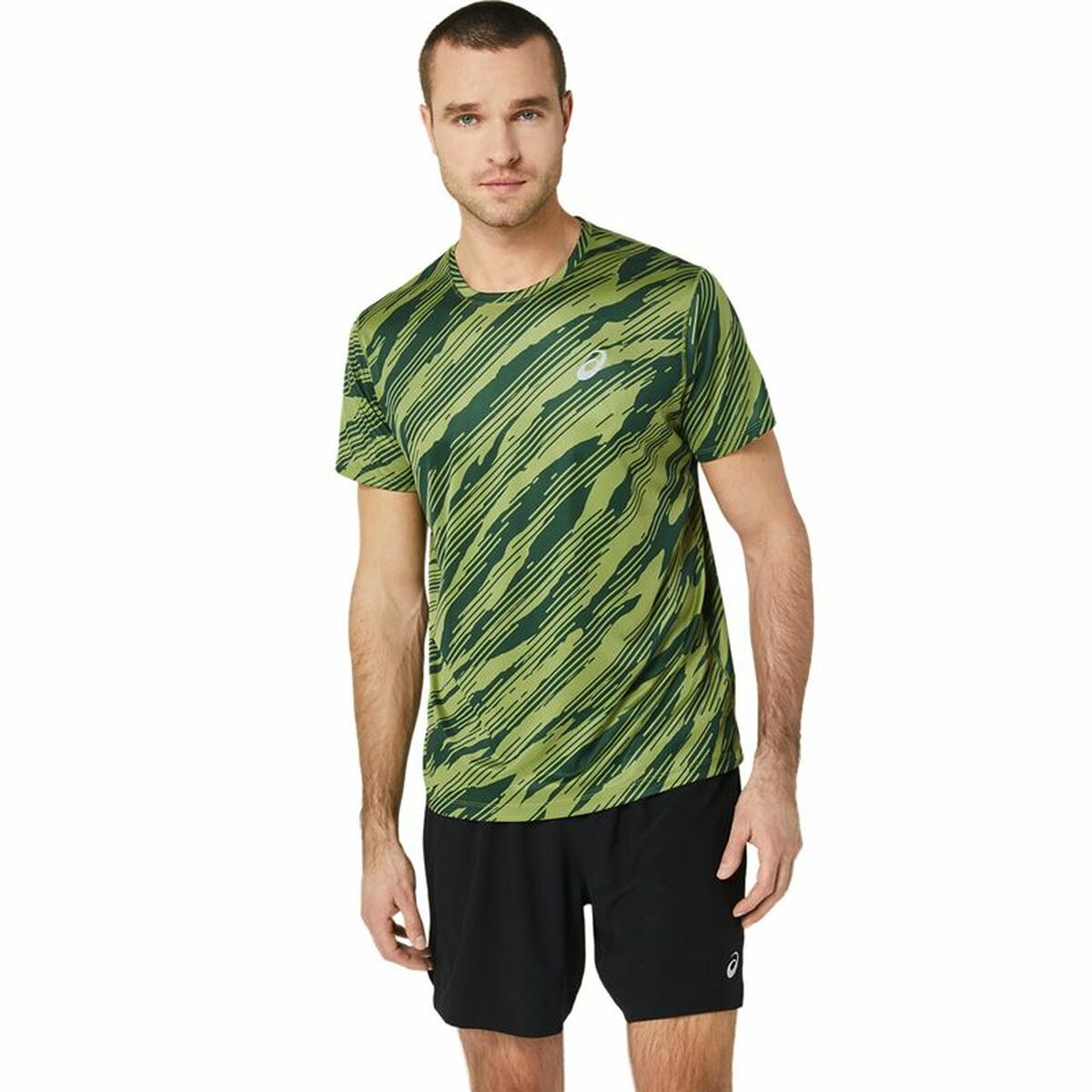 T-shirt à manches courtes homme Asics Core All Over Print Ss  Vert